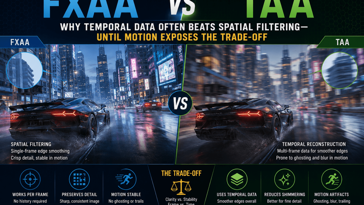 FXAA vs TAA: Why Temporal Data Often Beats Spatial Filtering—Until Motion Exposes the Trade-Off