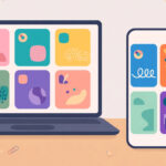 Illustration of a laptop displaying generic blog article cards, representing the multi-topic content website renvoit com
