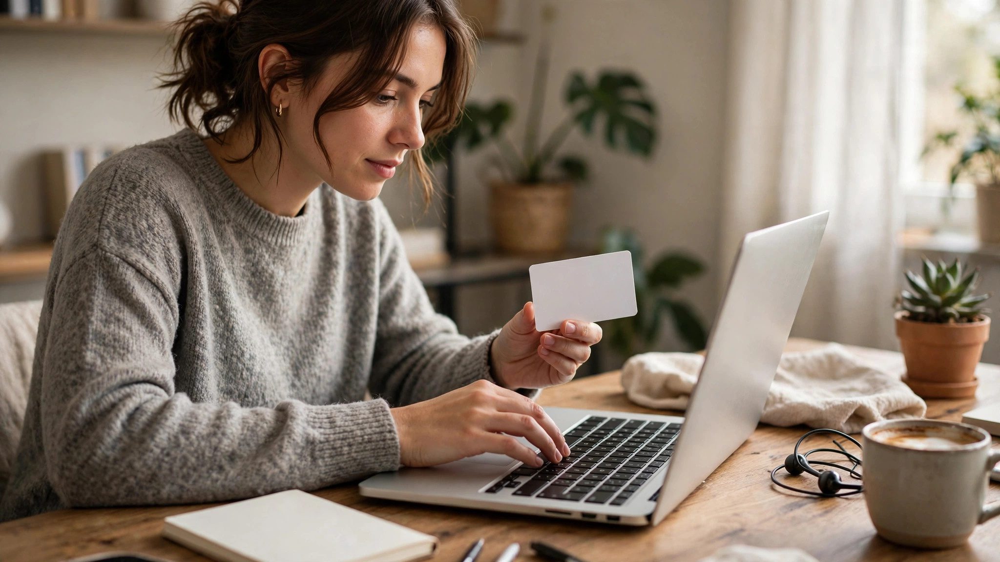 Person entering gift card details on a laptop to check a balance and redeem eGift cards online