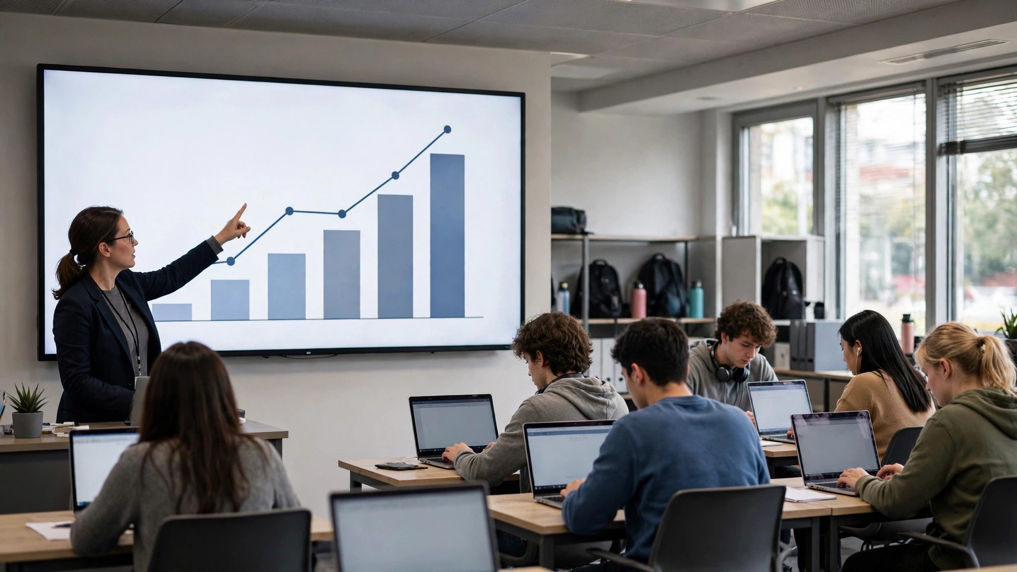 Teacher tracking student typing progress on a classroom dashboard